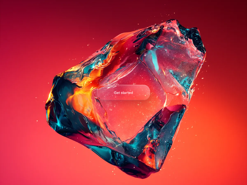 Glass button — A glass button that lets the colour behind it glow through.