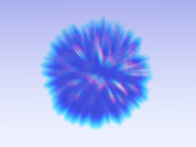 Gunmetal spike blob — A dark gunmetal spike-blob, edges split into prism colour.